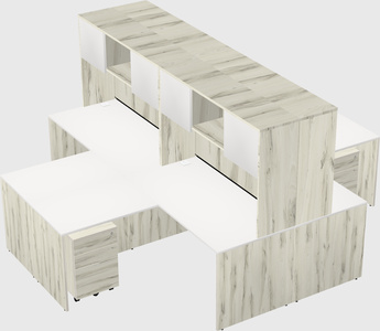 Quad l-shaped office desks