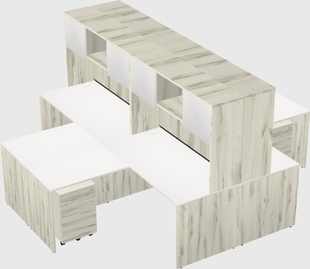 Quad l-shaped office desks