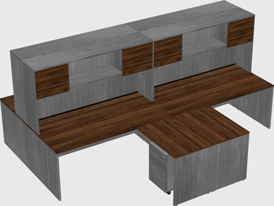 Quad l-shaped office desks