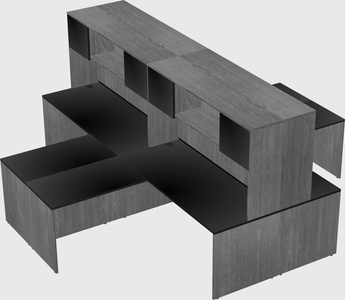 Quad l-shaped office desks