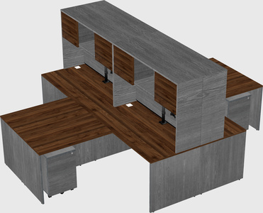 Quad l-shaped office desks