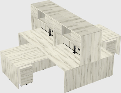 Quad l-shaped office desks
