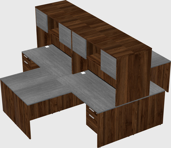 Quad l-shaped office desks