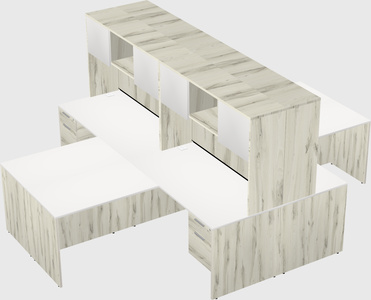 Quad l-shaped office desks