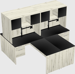 Quad l-shaped office desks