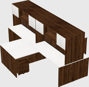 Quad l-shaped office desks