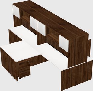 Quad l-shaped office desks