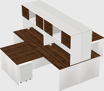 Quad l-shaped office desks