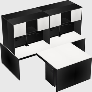 Quad l-shaped office desks