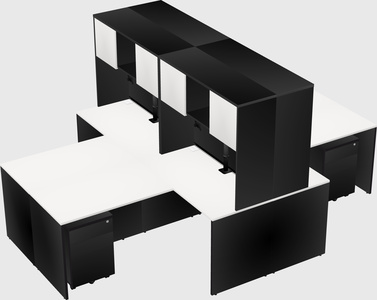 Quad l-shaped office desks