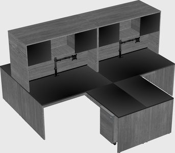 Quad l-shaped office desks