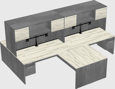 Quad l-shaped office desks