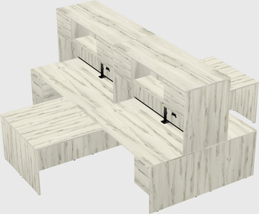 Quad l-shaped office desks