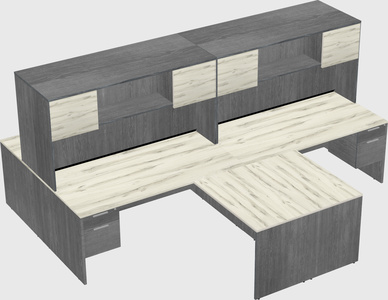 Quad l-shaped office desks