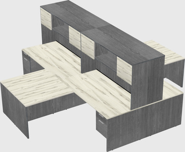 Quad l-shaped office desks