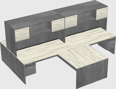 Quad l-shaped office desks