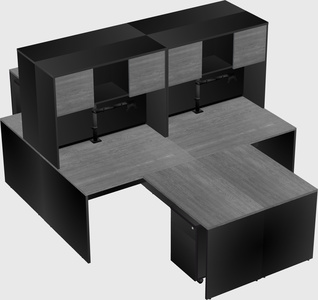 Quad l-shaped office desks