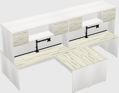 Quad l-shaped office desks