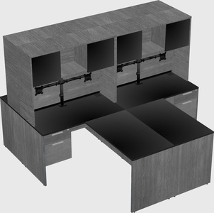 Quad l-shaped office desks