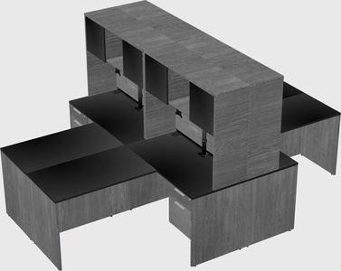 Quad l-shaped office desks