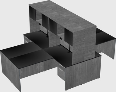 Quad l-shaped office desks