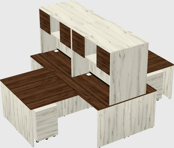 Quad l-shaped office desks