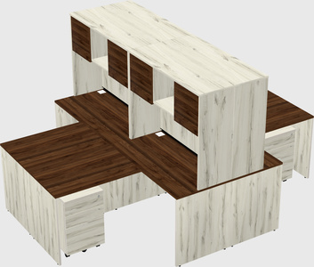 Quad l-shaped office desks