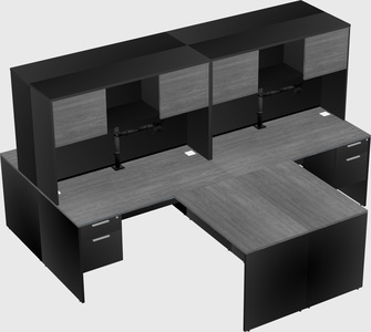 Quad l-shaped office desks