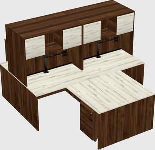 Quad l-shaped office desks