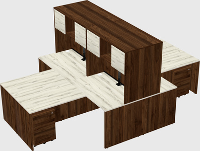 Quad l-shaped office desks