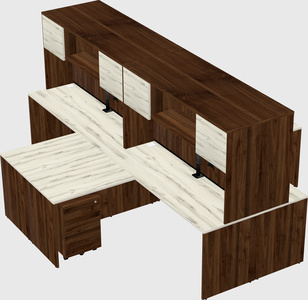 Quad l-shaped office desks