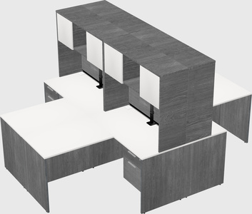 Quad l-shaped office desks