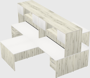 Quad l-shaped office desks