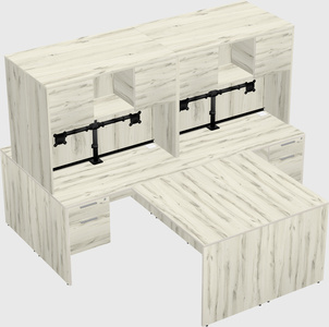 Quad l-shaped office desks
