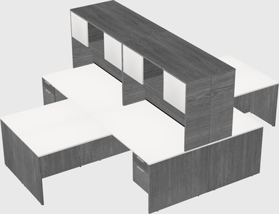 Quad l-shaped office desks