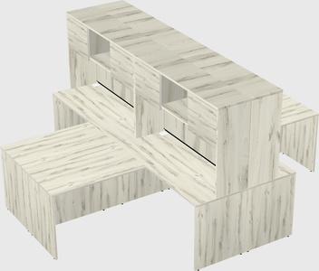 Quad l-shaped office desks