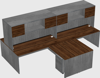 Quad l-shaped office desks