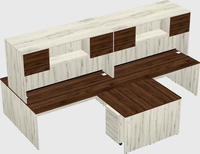 Quad l-shaped office desks