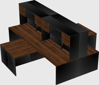 Quad l-shaped office desks
