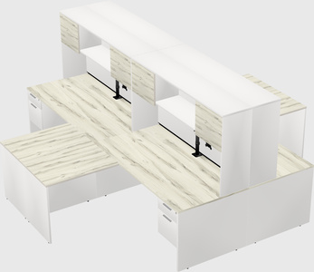Quad l-shaped office desks