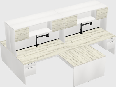 Quad l-shaped office desks