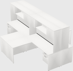 Quad l-shaped office desks