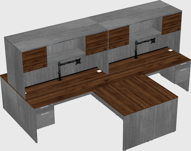 Quad l-shaped office desks