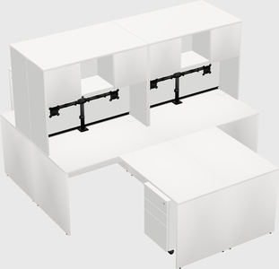 Quad l-shaped office desks