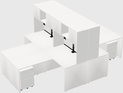 Quad l-shaped office desks