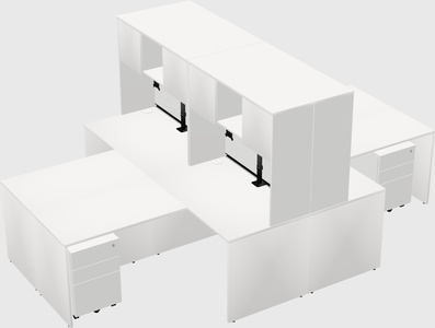 Quad l-shaped office desks
