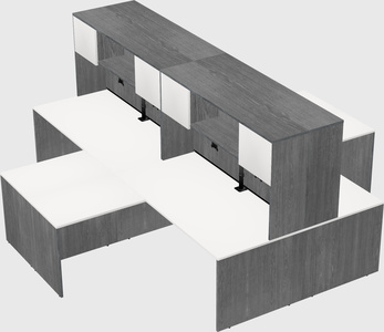 Quad l-shaped office desks