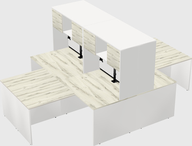 Quad l-shaped office desks