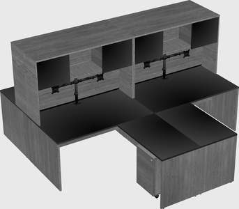 Quad l-shaped office desks
