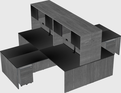 Quad l-shaped office desks
